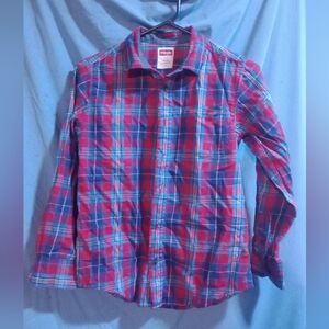 🎉Boy's Wrangler Cotton Plaid Button Up 12/14